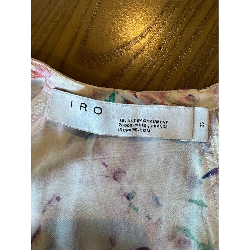 IRO Bago Dress 36 US 4 Small Abstract Print Pink Purple Sheer Mini Shift Revolve - Picture 9 of 9